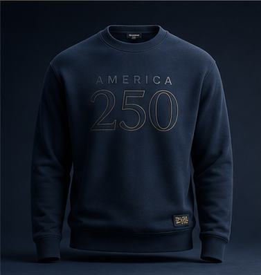 America 250 heavyweight sweatshirt mockup in blue.